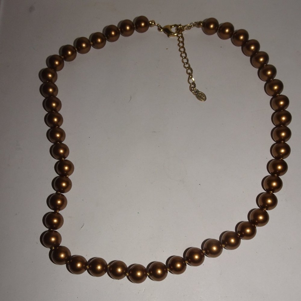 Monet Bronze Faux Pearl Necklace